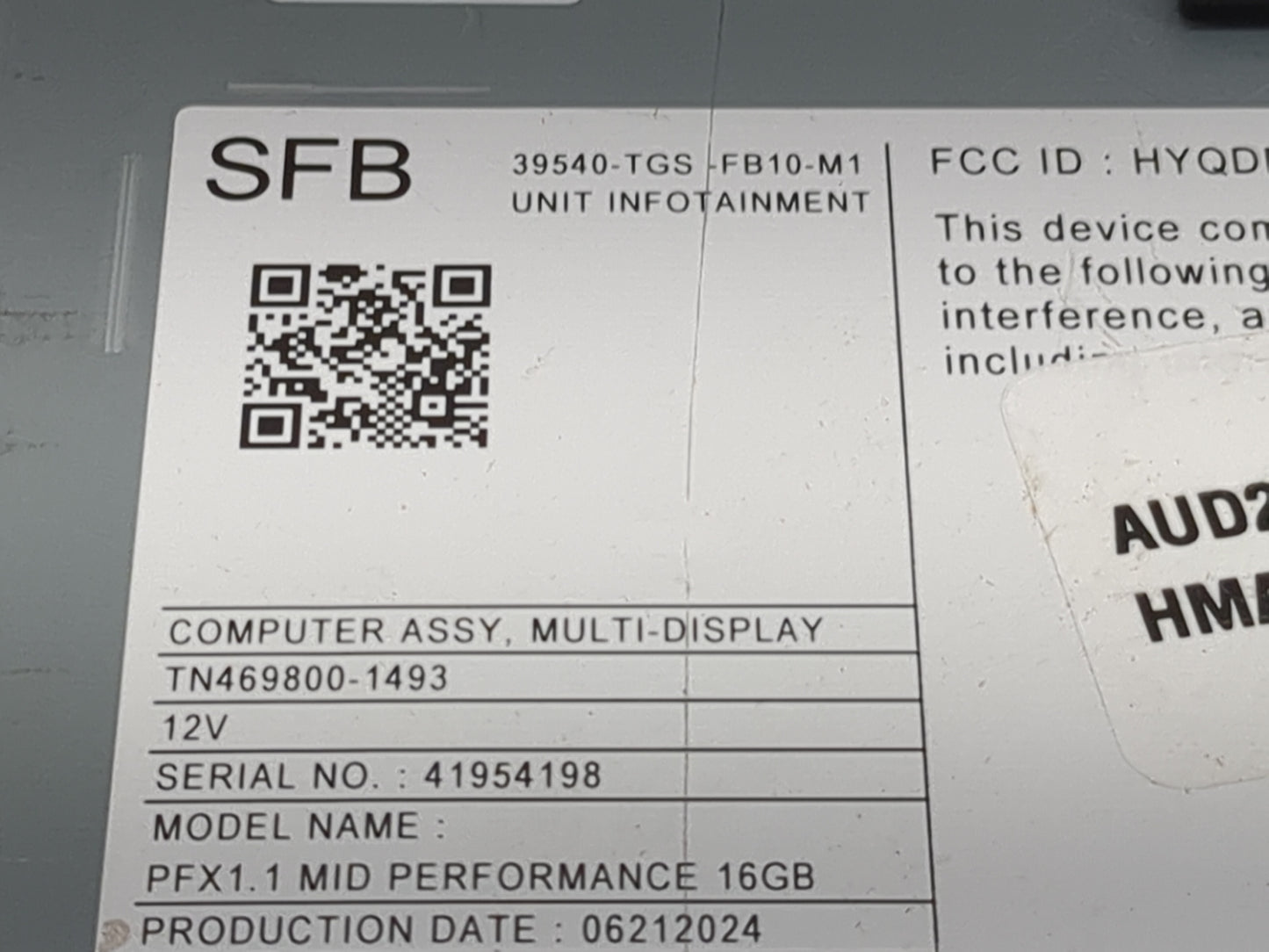2024 Honda Passport Information-gps-tv Control Module - Oemusedautoparts1.com
