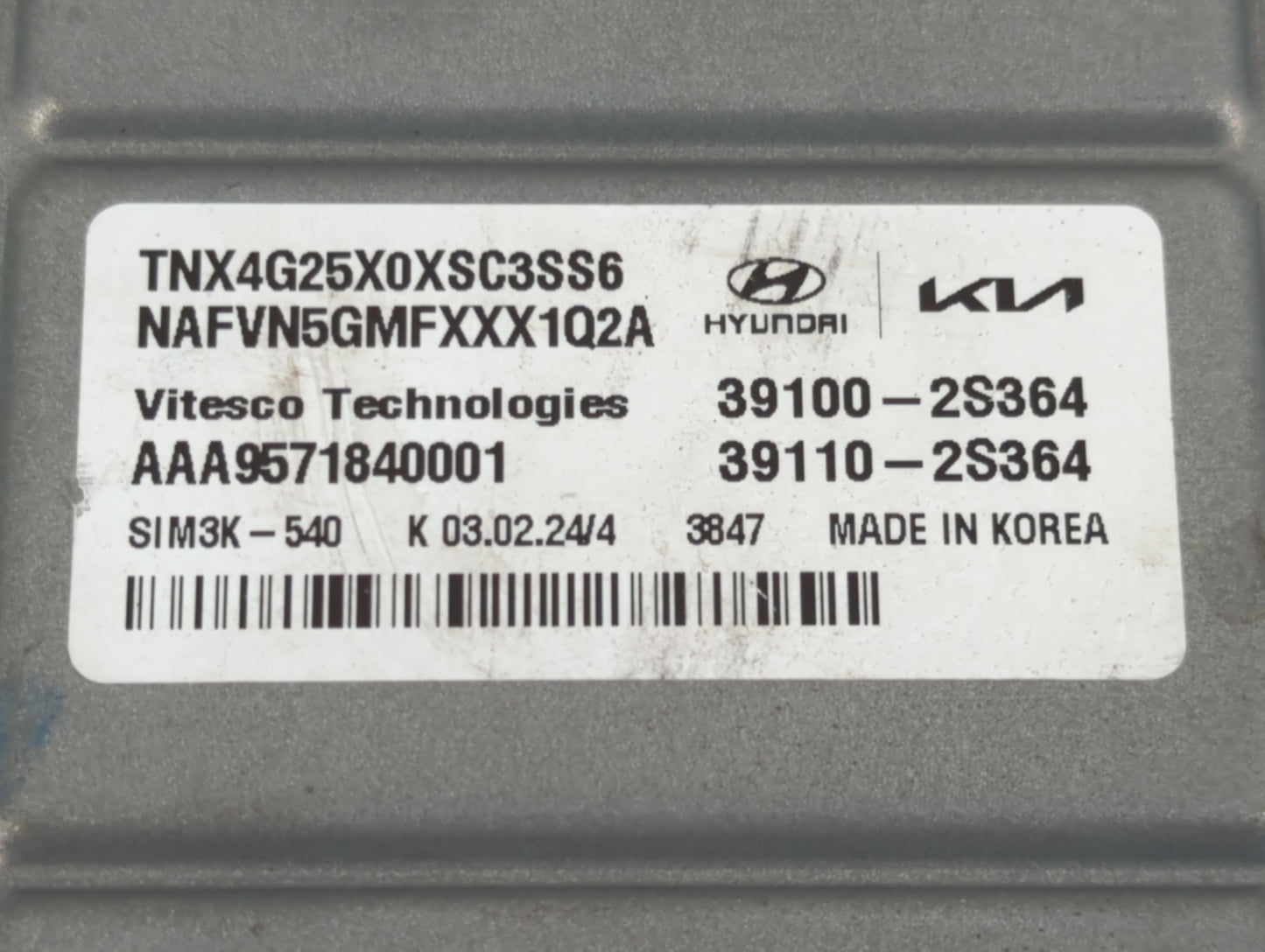 2024 Hyundai Tucson PCM Engine Control Computer ECU ECM PCU OEM P/N:39110-2S364 39100-2S364 Fits OEM Used Auto Parts - Oemus