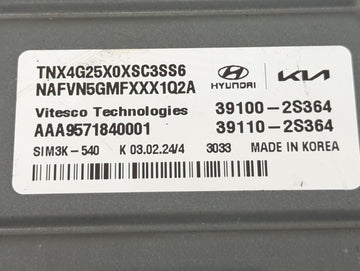 2024 Hyundai Tucson PCM Engine Control Computer ECU ECM PCU OEM P/N:39110-2S364 39100-2S364 Fits OEM Used Auto Parts