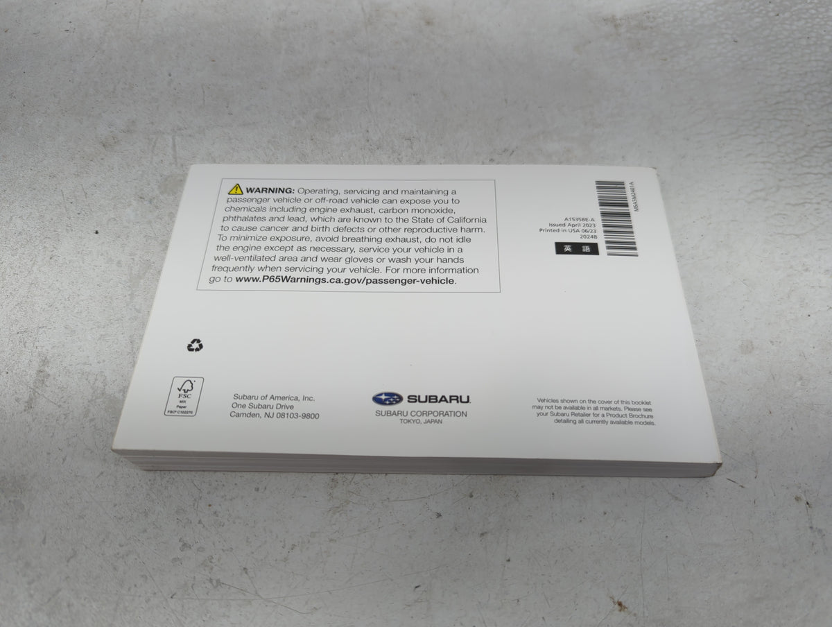 2024 Subaru Impreza Owners Manual Book Guide P/N:A1535BE-A OEM Used Auto Parts - Oemusedautoparts1.com