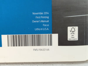 2015 Ford Focus Owners Manual Book Guide P/N:FM5J 19A321 AA OEM Used Auto Parts