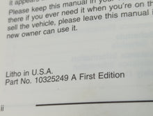 2003 Chevrolet Impala Owners Manual Book Guide P/N:10325249 OEM Used Auto Parts