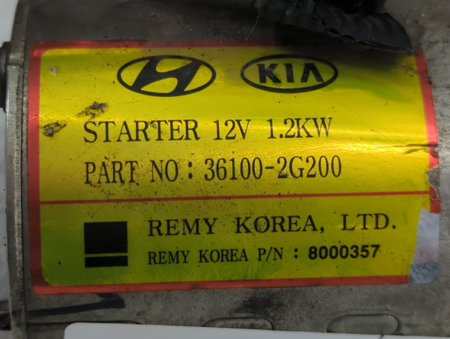 2008-2015 Kia Optima Car Starter Motor Solenoid OEM P/N:8000357 36100-2G200 Fits Fits 2008 2009 2010 2011 2012 2013 2014 2015 2016 OEM Used Auto Parts - Oemusedautoparts1.com