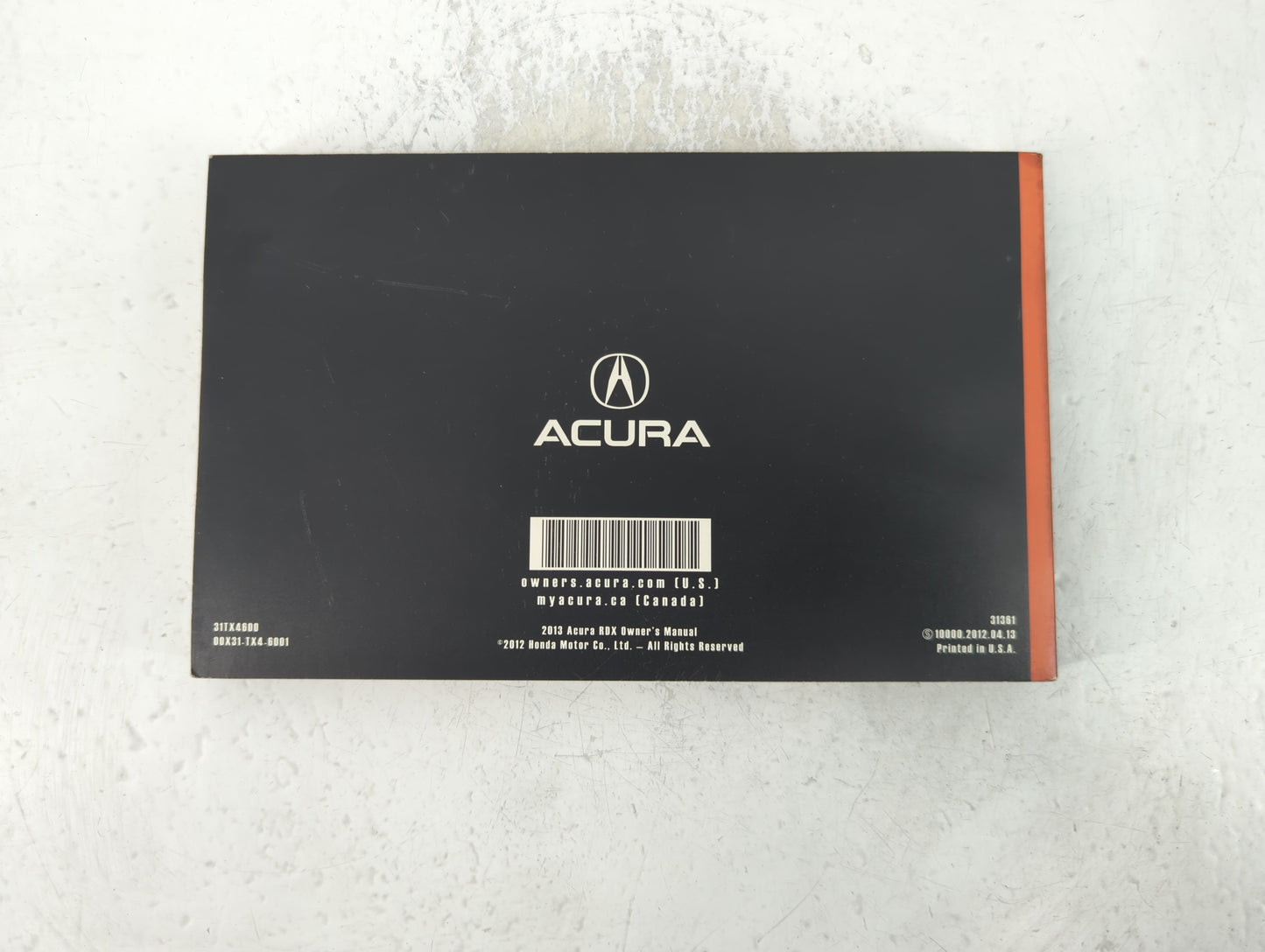 2013 Acura Rdx Owners Manual Book Guide P/N:00X31-TX4-6001 31TX4600 OEM Used Auto Parts - Oemusedautoparts1.com