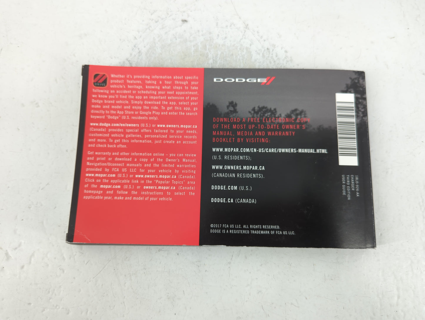 2018 Dodge Charger Owners Manual Book Guide P/N:18LD-926-AA OEM Used Auto Parts - Oemusedautoparts1.com