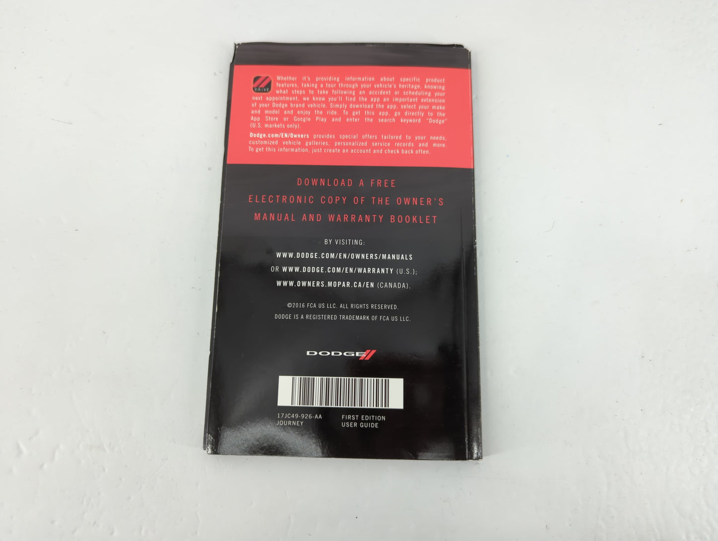 2017 Dodge Journey Owners Manual Book Guide P/N:17JC49-926-AA OEM Used Auto Parts - Oemusedautoparts1.com