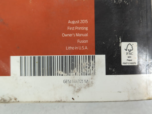 2016 Ford Fusion Owners Manual Book Guide OEM Used Auto Parts
