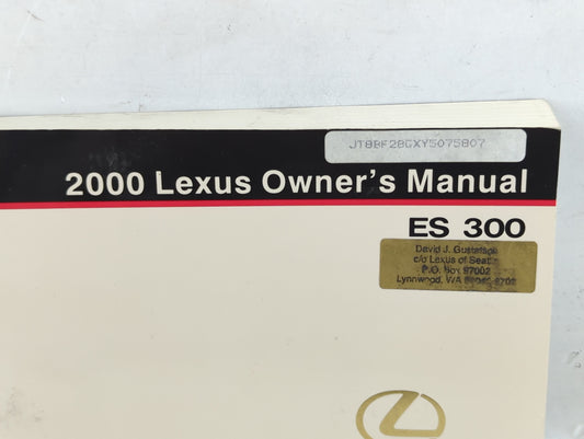 2000 Lexus Es300 Owners Manual Book Guide P/N:01999-33515 OEM Used Auto Parts