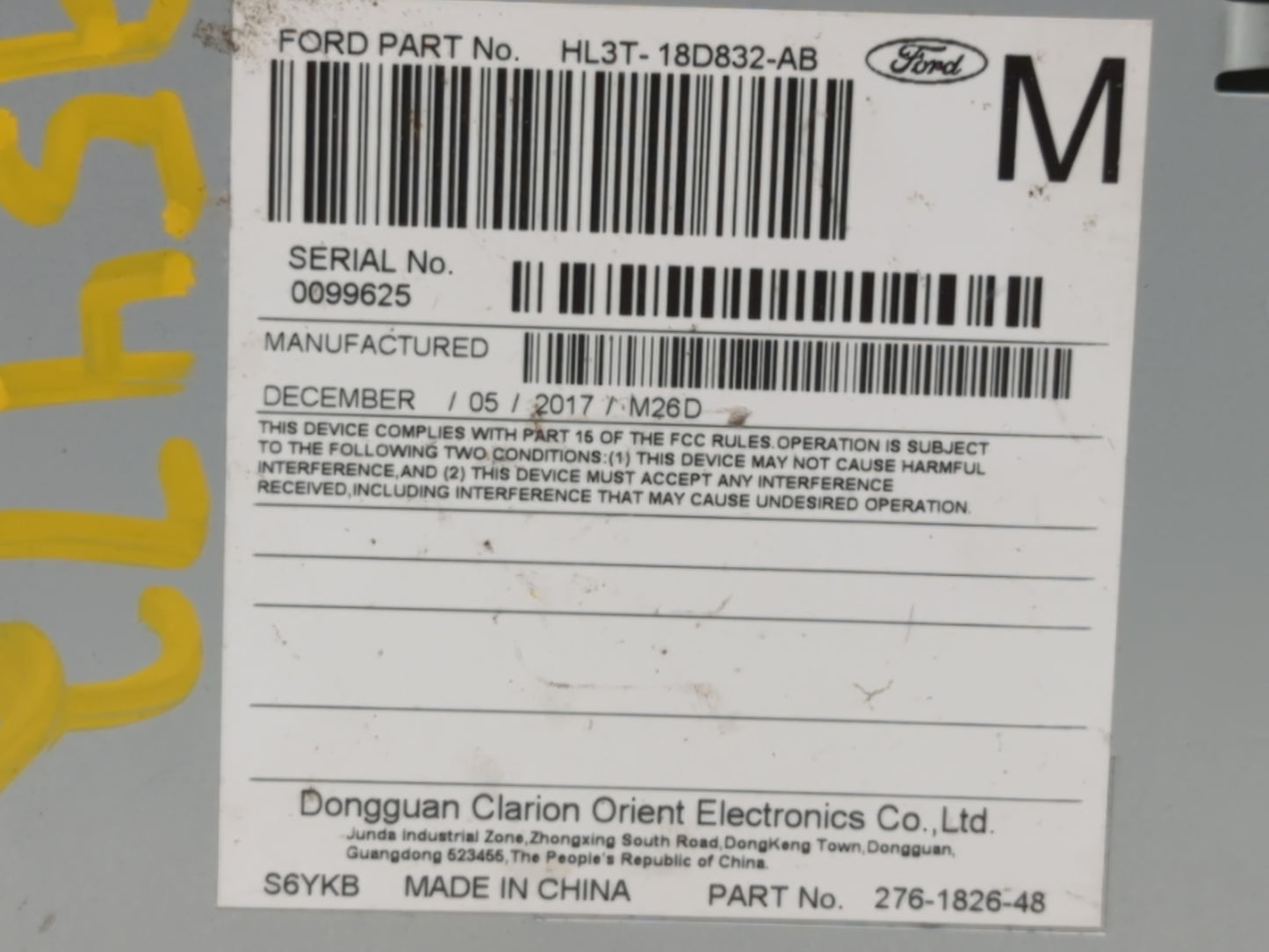 2018 Ford F-150 Radio AM FM Cd Player Receiver Replacement P/N:JL3T-18D832-AB Fits OEM Used Auto Parts - Oemusedautoparts1.com
