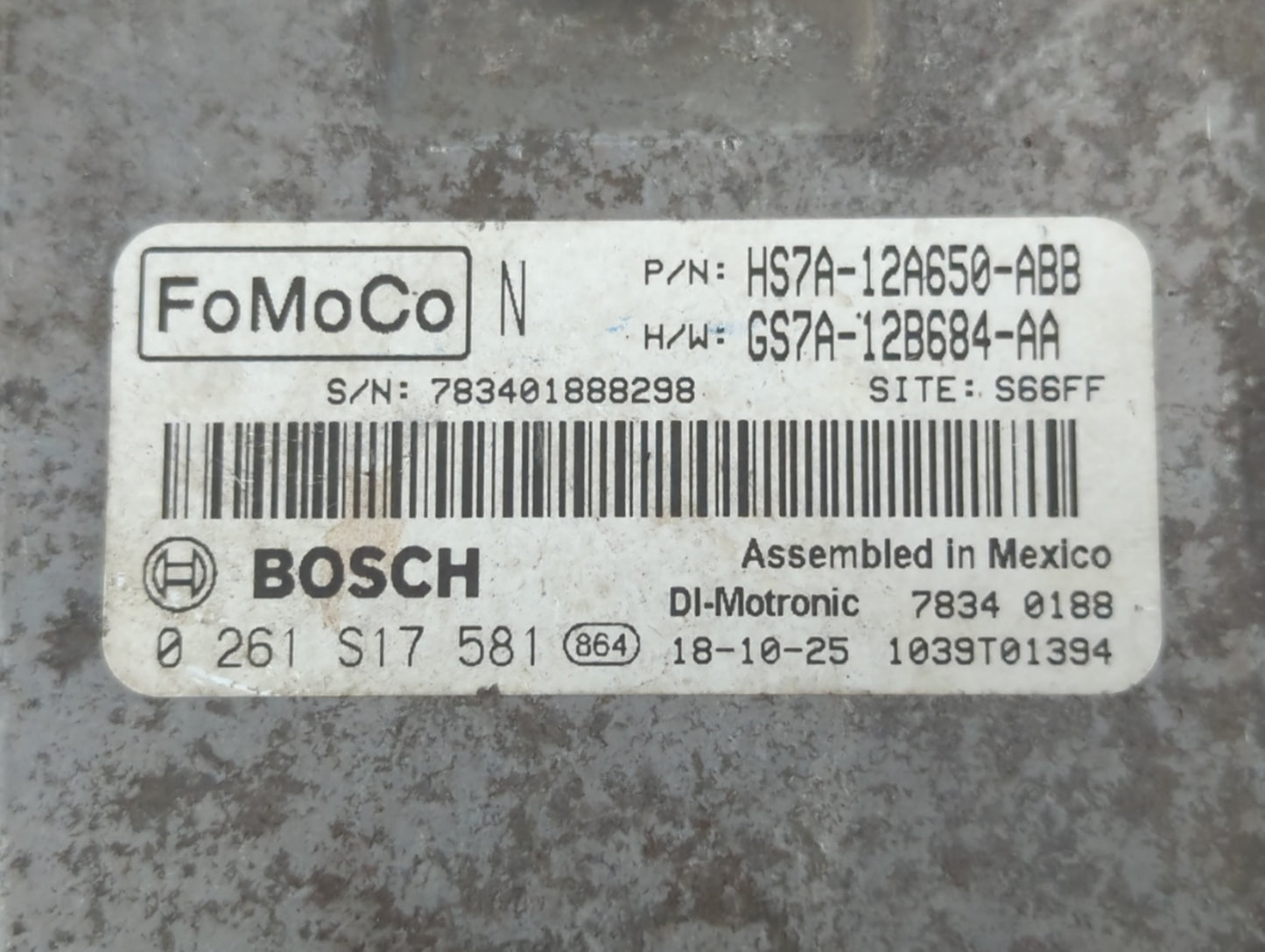 2017-2019 Ford Fusion PCM Engine Control Computer ECU ECM PCU OEM P/N:GS7A-12B684-AA HS7A-12A650-ABB Fits Fits 2017 2018 2019 OEM Used Auto Parts - Oemusedautoparts1.com