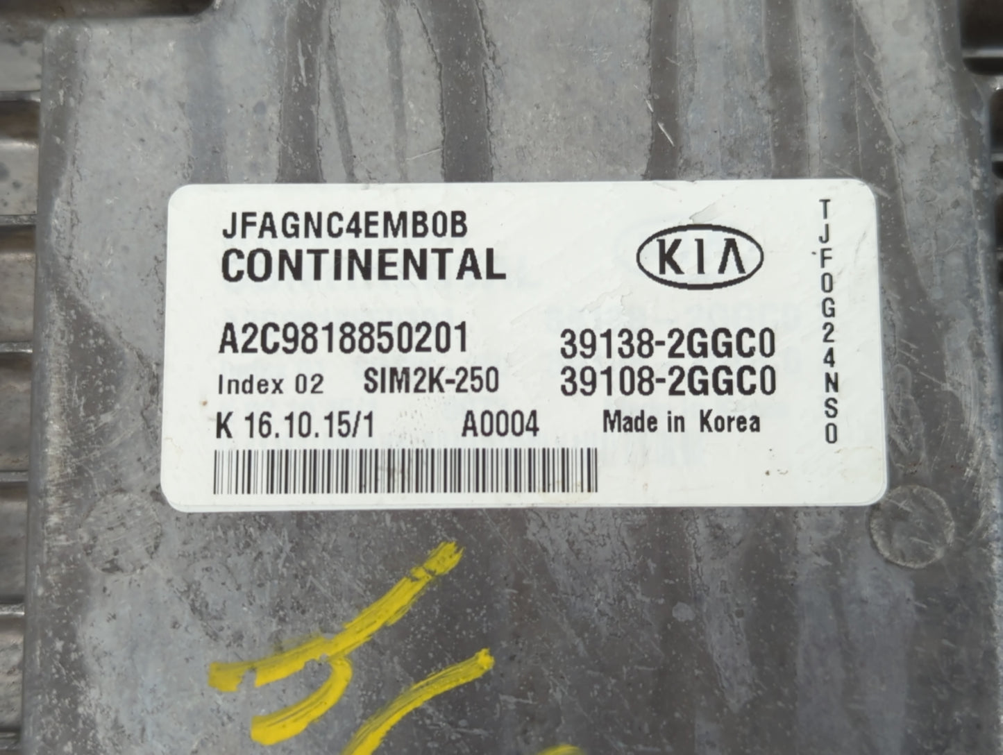 2016-2018 Kia Optima PCM Engine Control Computer ECU ECM PCU OEM P/N:39108-2GGC0 39138-2GGC0 Fits Fits 2016 2017 2018 OEM Used Auto Parts - Oemusedautoparts1.com