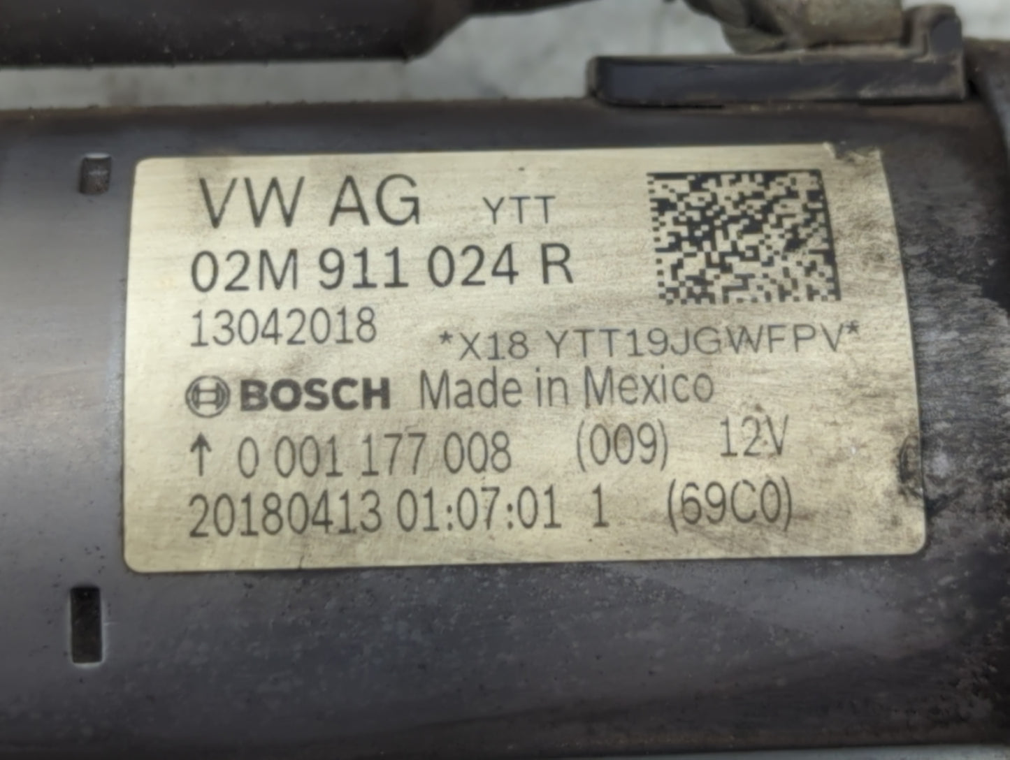 2014-2017 Volkswagen Beetle Car Starter Motor Solenoid OEM P/N:02M 911 024 R Fits OEM Used Auto Parts - Oemusedautoparts1.com
