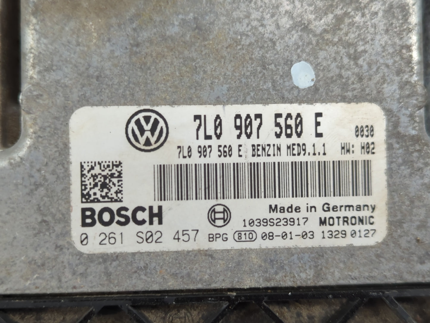 2007-2009 Volkswagen Touareg PCM Engine Control Computer ECU ECM PCU OEM P/N:7L0 907 560 E Fits Fits 2007 2008 2009 OEM Used Auto Parts - Oemusedautoparts1.com