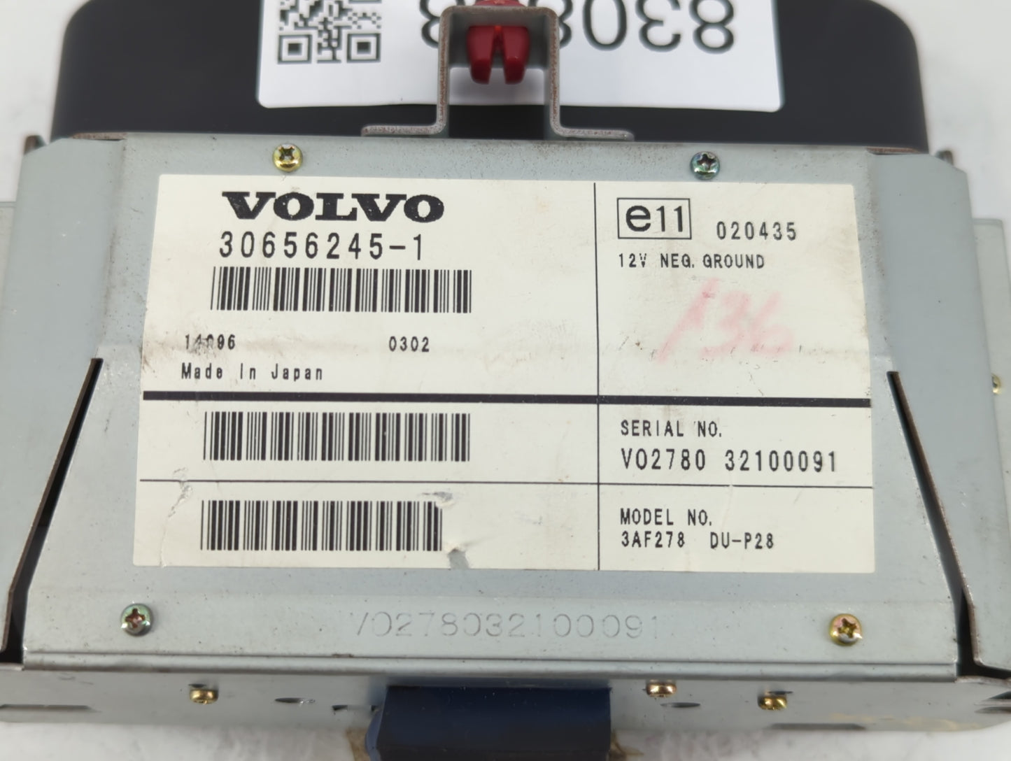 2003 Volvo Xc90 Radio AM FM Cd Player Receiver Replacement P/N:30656245-1 Fits OEM Used Auto Parts - Oemusedautoparts1.com