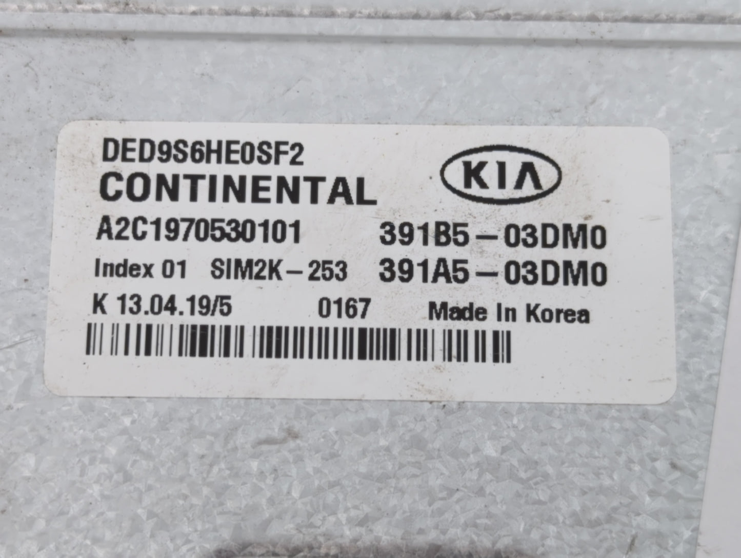 2019-2020 Kia Niro PCM Engine Control Computer ECU ECM PCU OEM P/N:391B5-03DM0 Fits Fits 2019 2020 OEM Used Auto Parts - Oemusedautoparts1.com