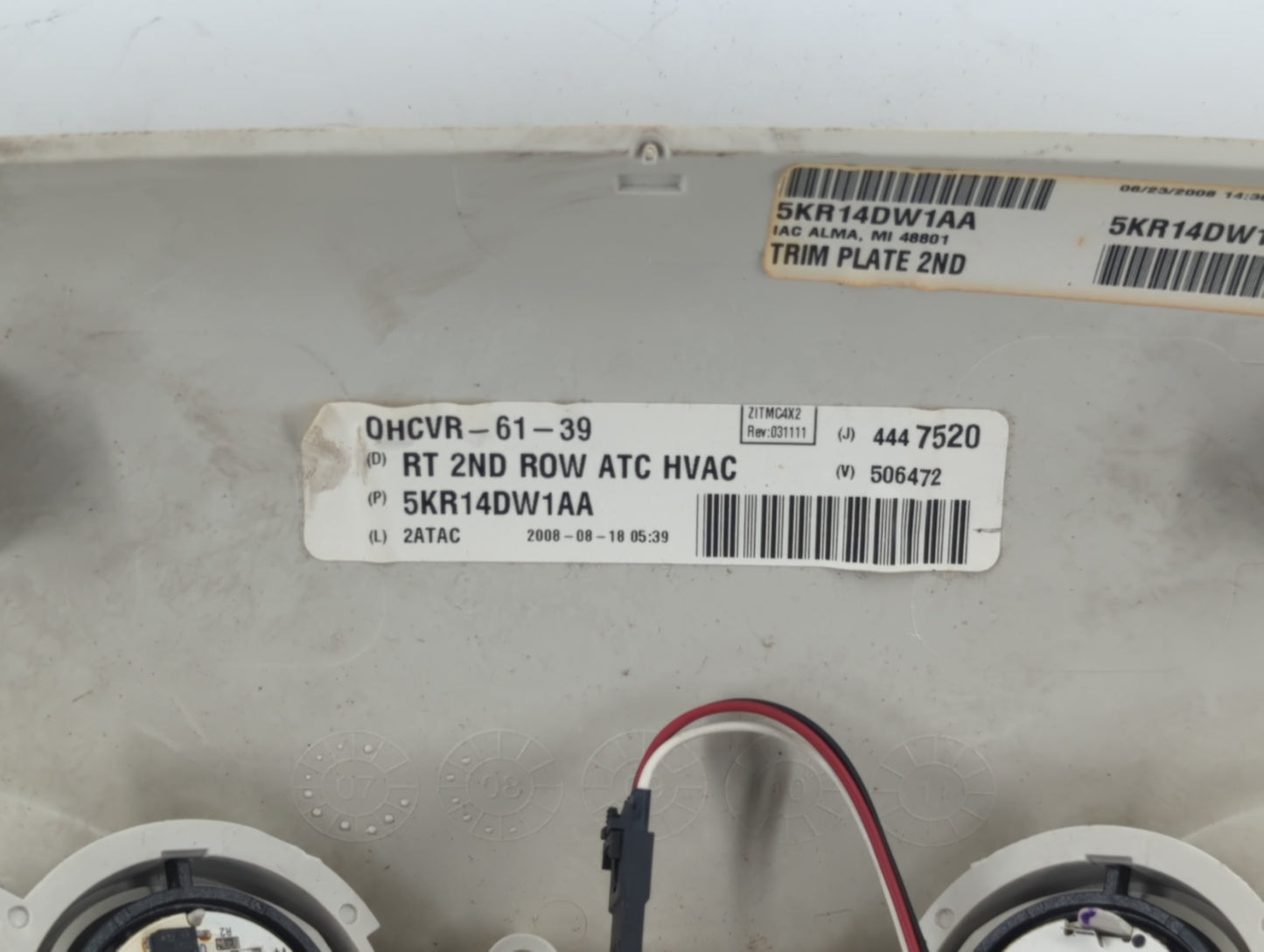 2009 Dodge Caravan Climate Control Module Temperature AC/Heater Replacement P/N:5KR14DW1AA Fits Fits 2008 2010 OEM Used Auto Parts - Oemusedautoparts1.com