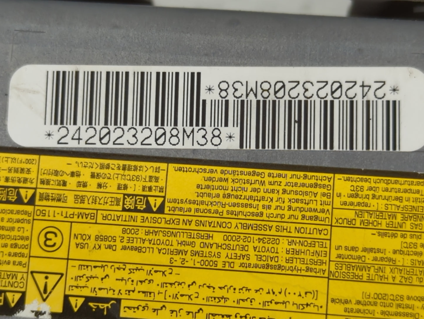 2007-2011 Toyota Camry Air Bag Driver Left Knee OEM P/N:242023208M38 Fits Fits 2007 2008 2009 2010 2011 OEM Used Auto Parts - Oemusedautoparts1.com