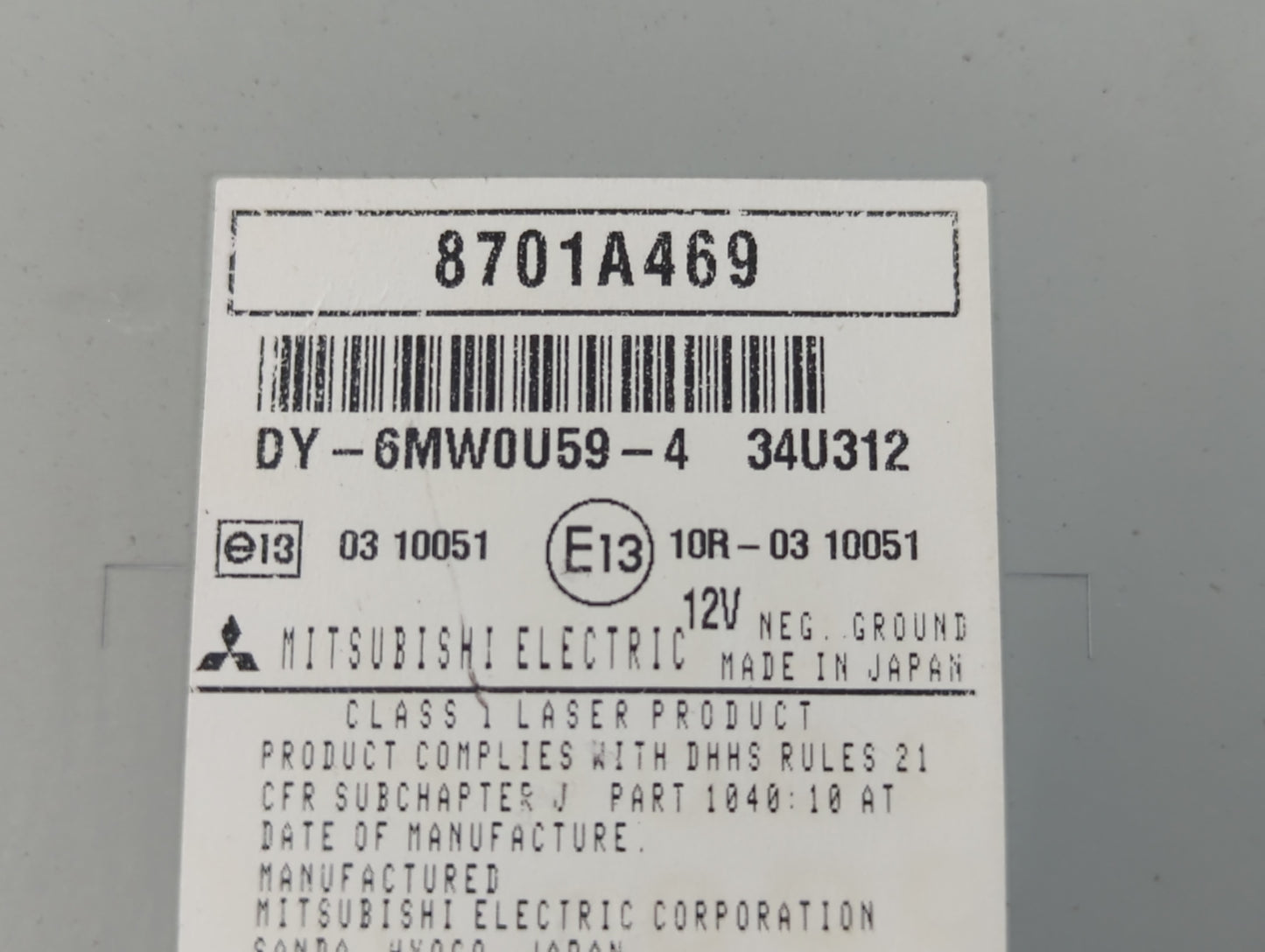 2008-2017 Mitsubishi Outlander Radio AM FM Cd Player Receiver Replacement P/N:8701A469 Fits OEM Used Auto Parts - Oemusedautoparts1.com