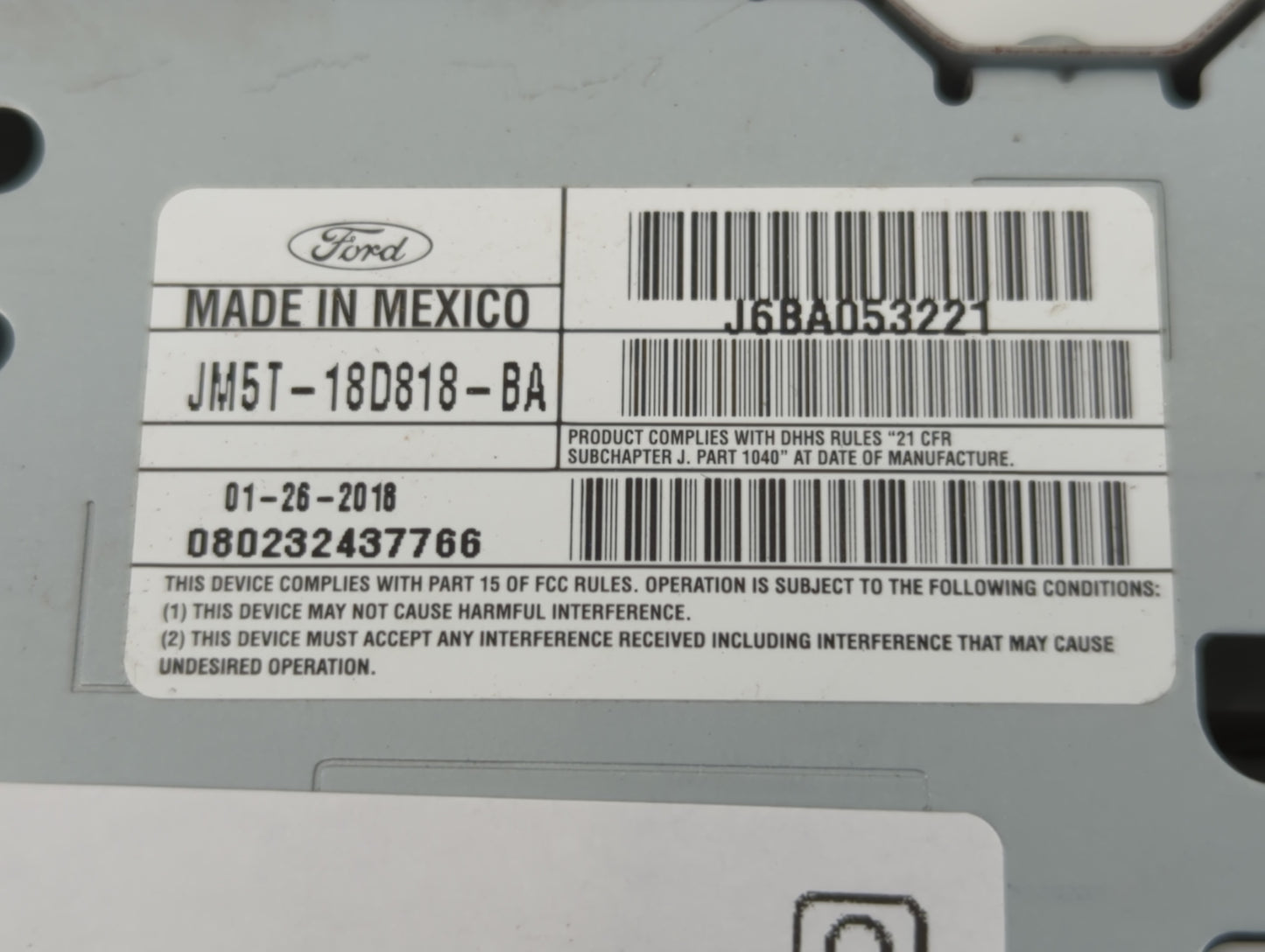 2018 Ford Focus Radio AM FM Cd Player Receiver Replacement P/N:JM5T-18D818-BA Fits OEM Used Auto Parts