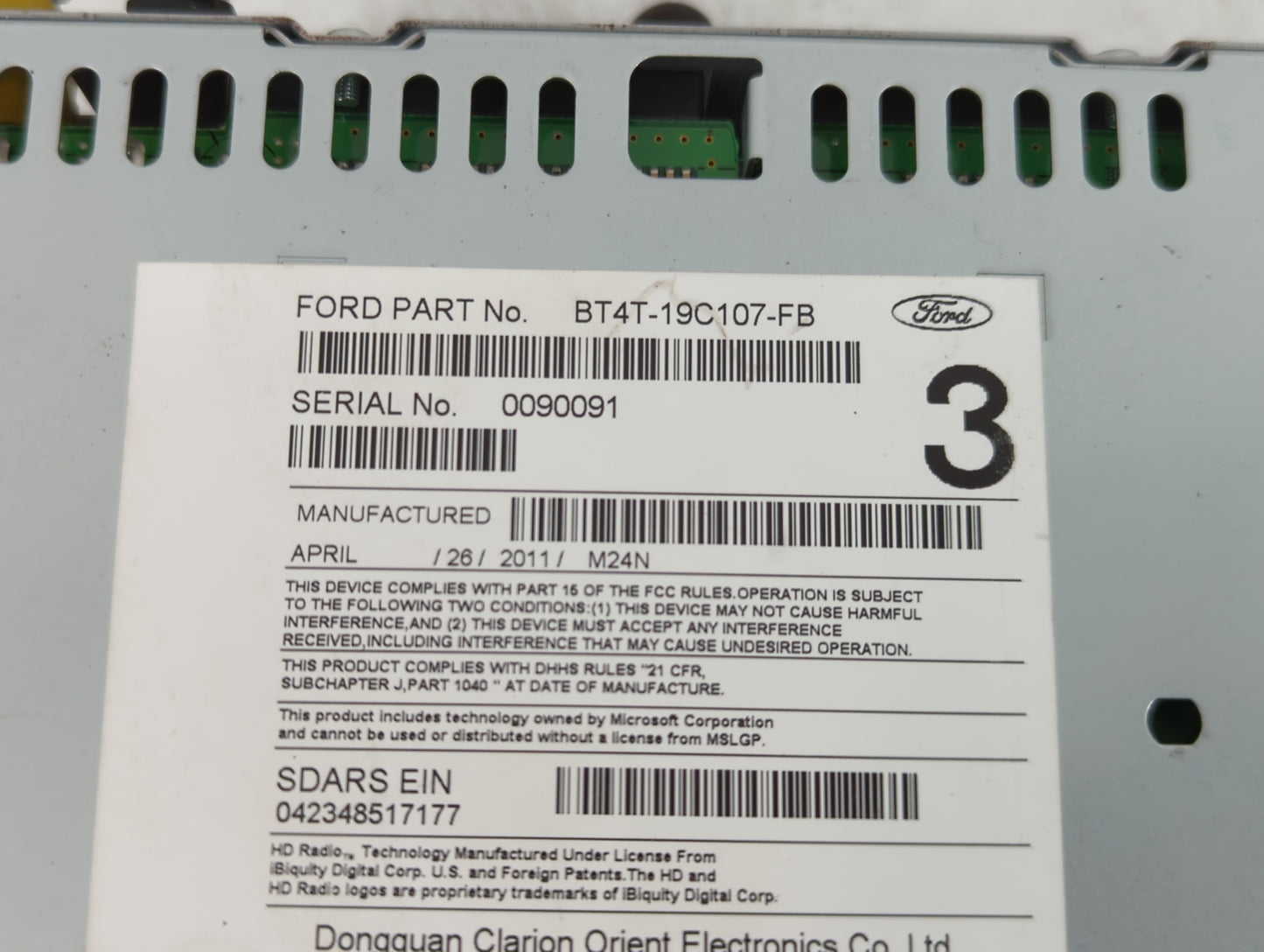 2011 Lincoln Mkx Radio AM FM Cd Player Receiver Replacement P/N:BT4T-19C107-FB Fits OEM Used Auto Parts - Oemusedautoparts1.com