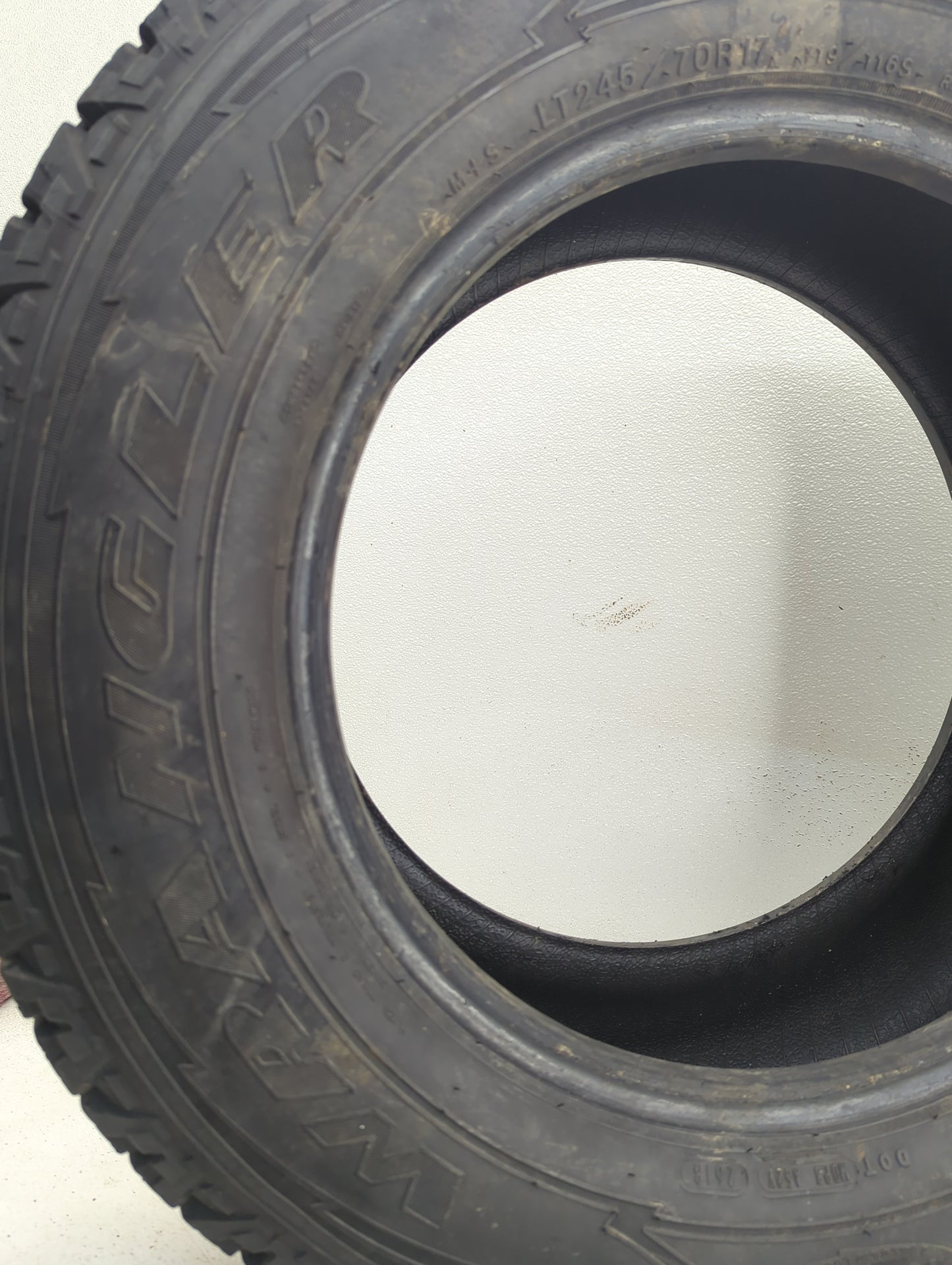 Used Tire LT245/70R17 GOODYEAR WRANGLER 119/116S All Terrain - Tread Depth 10/32 - Oemusedautoparts1.com