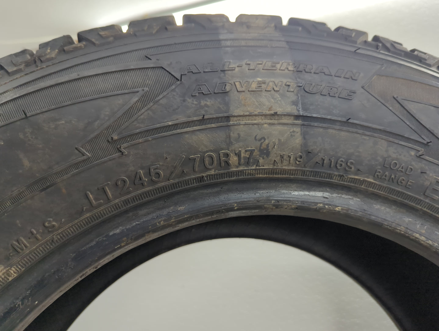 Used Tire LT245/70R17 GOODYEAR WRANGLER 119/116S All Terrain - Tread Depth 10/32 - Oemusedautoparts1.com