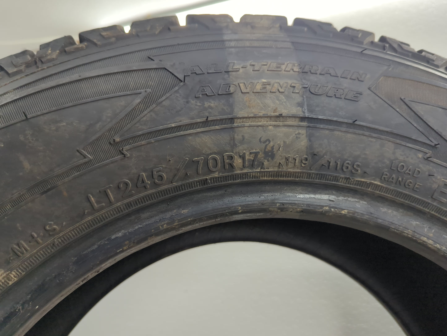 Used Tire LT245/70R17 GOODYEAR WRANGLER 119/116S All Terrain - Tread Depth 10/32 - Oemusedautoparts1.com