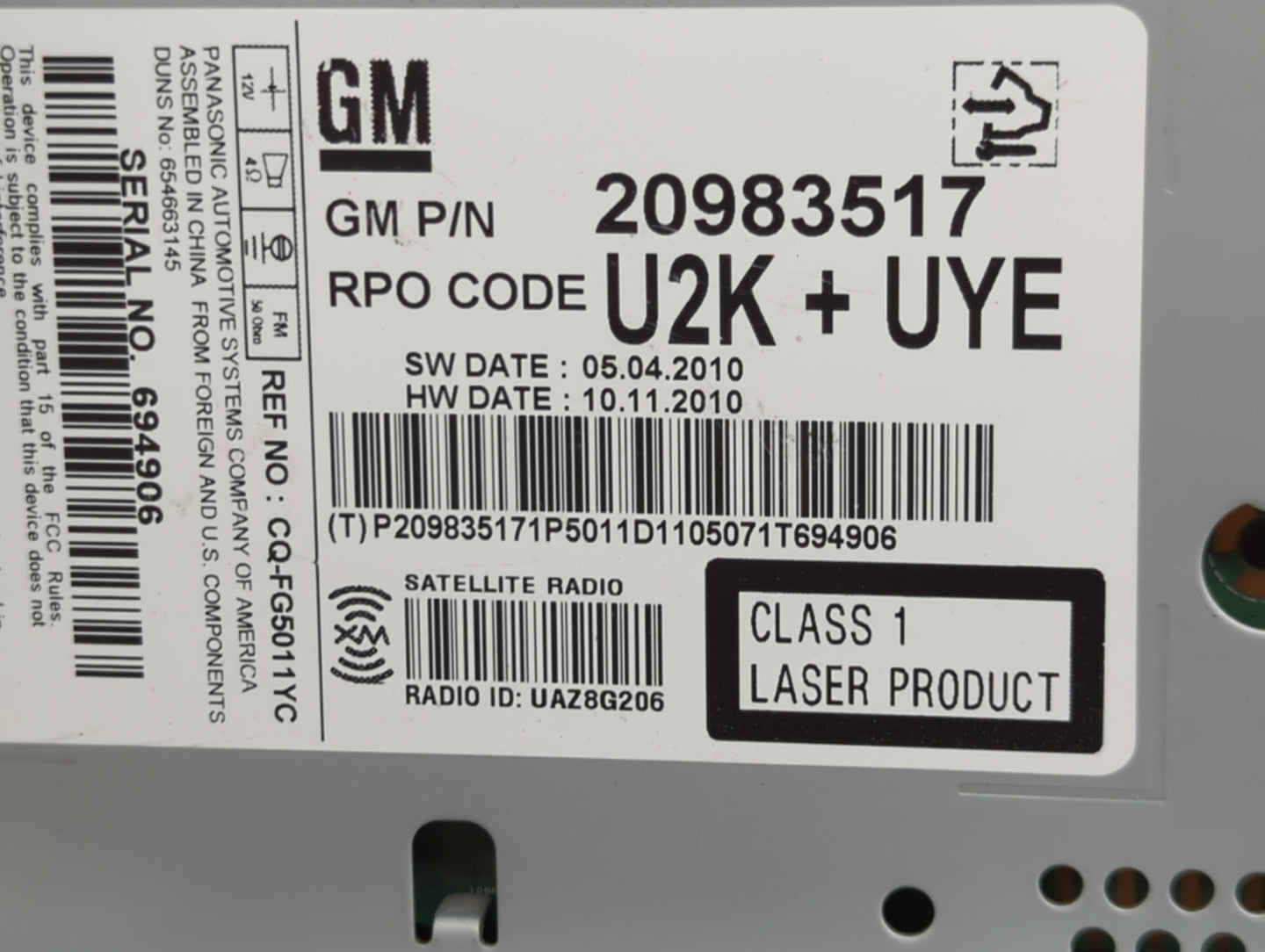 0 Radio AM FM Cd Player Receiver Replacement Fits OEM Used Auto Parts - Oemusedautoparts1.com