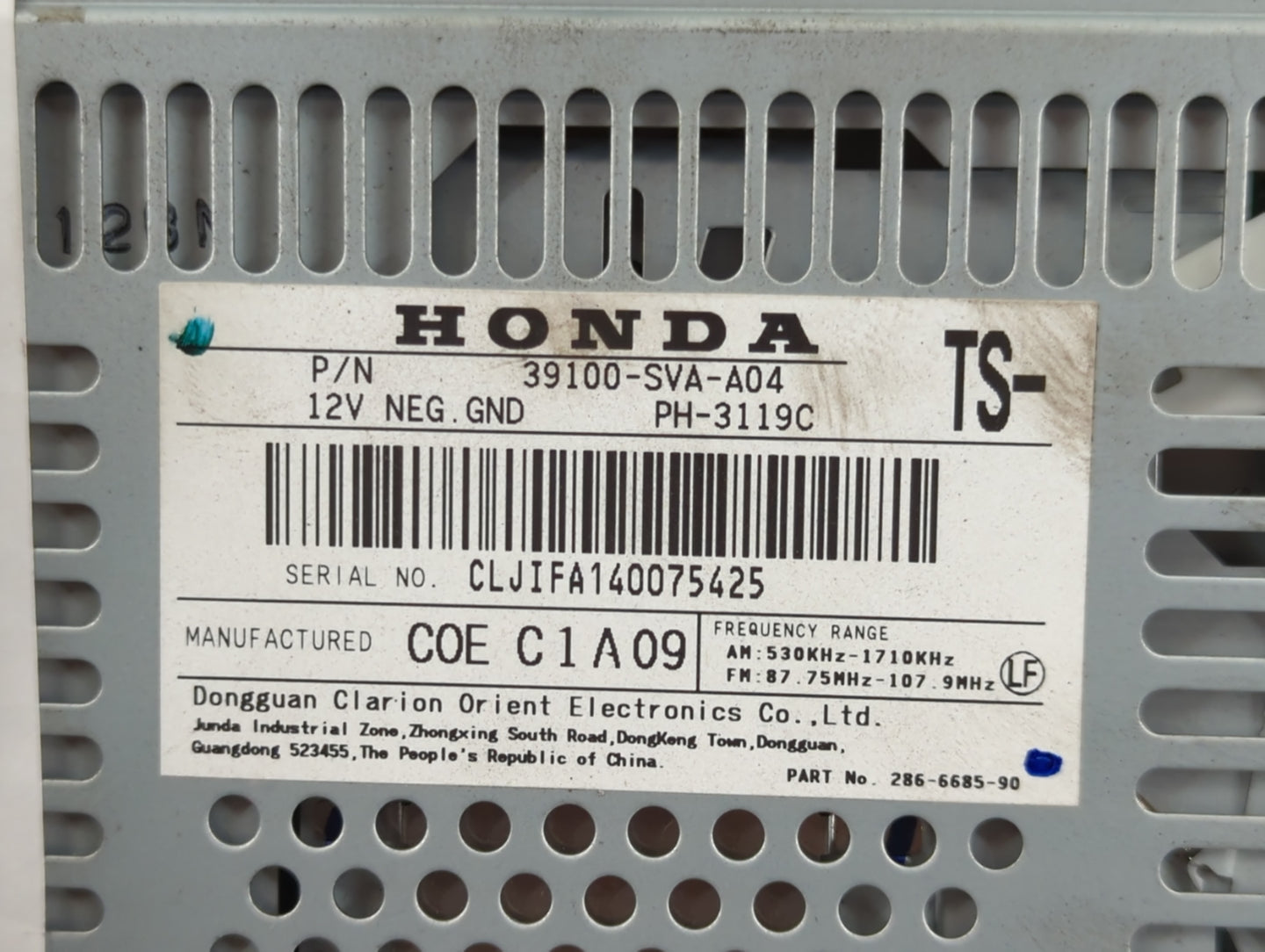 2012 Acura Tl Radio AM FM Cd Player Receiver Replacement P/N:39100-SVA-A04 39100-TK4-A310, 39100-TK4-A330 Fits OEM Used Auto