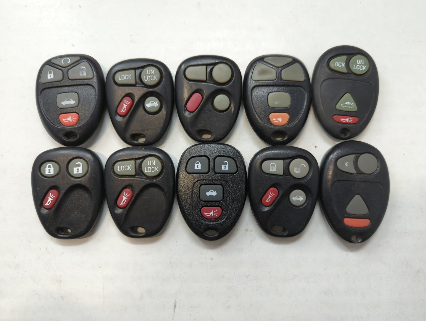 Lot of 10 Aftermarket Chevrolet Keyless Entry Remote Fob MIXED FCC IDS - Oemusedautoparts1.com