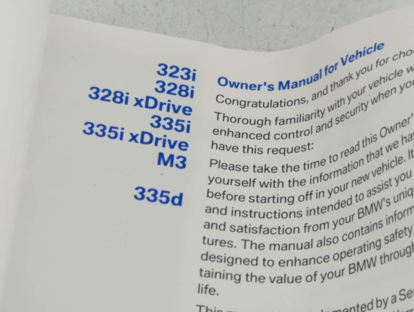 0 Bmw 335i Xdrive Owners Manual Book Guide OEM Used Auto Parts - Oemusedautoparts1.com