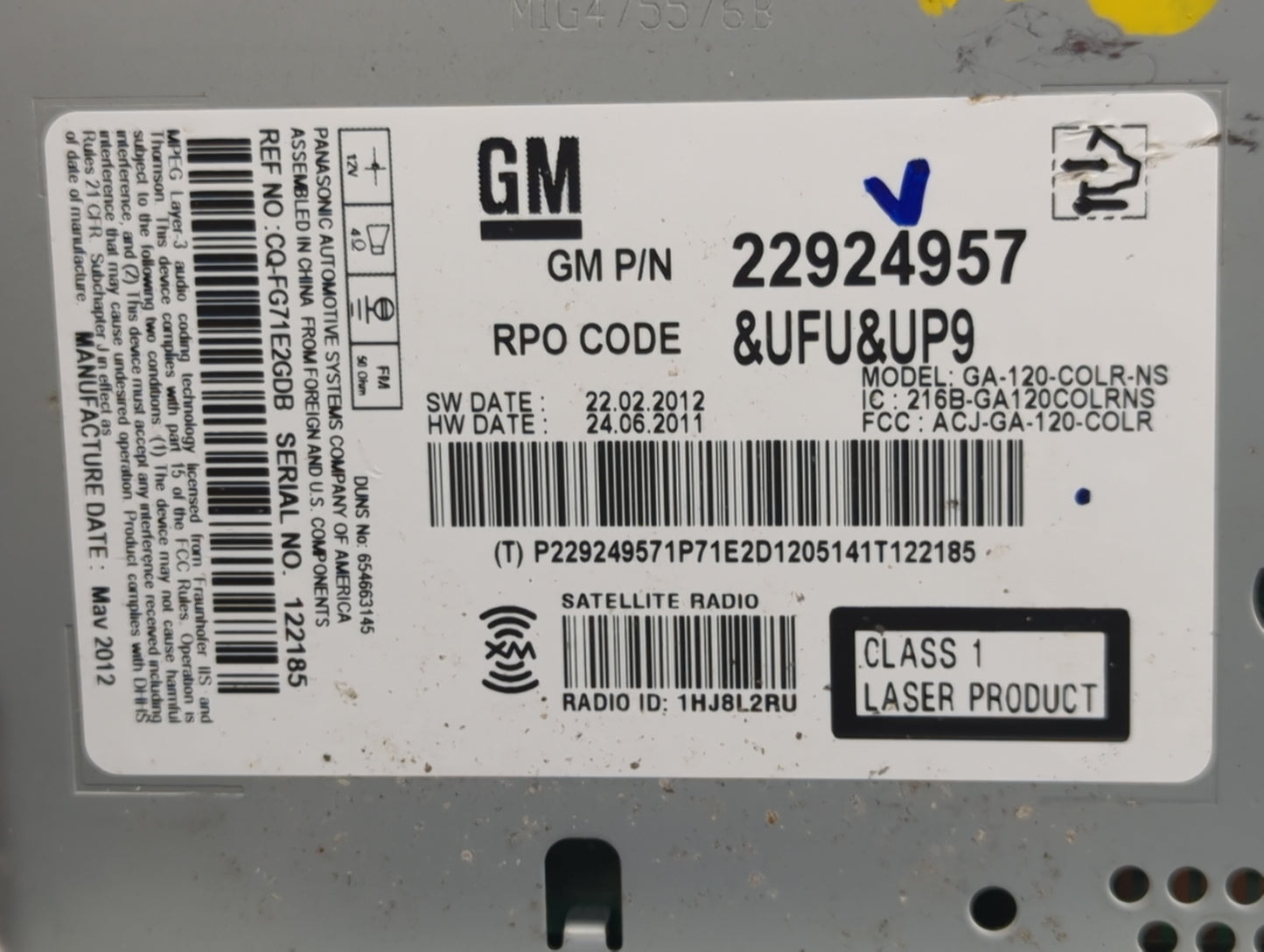 2012 Buick Lacrosse Radio AM FM Cd Player Receiver Replacement Fits OEM Used Auto Parts - Oemusedautoparts1.com