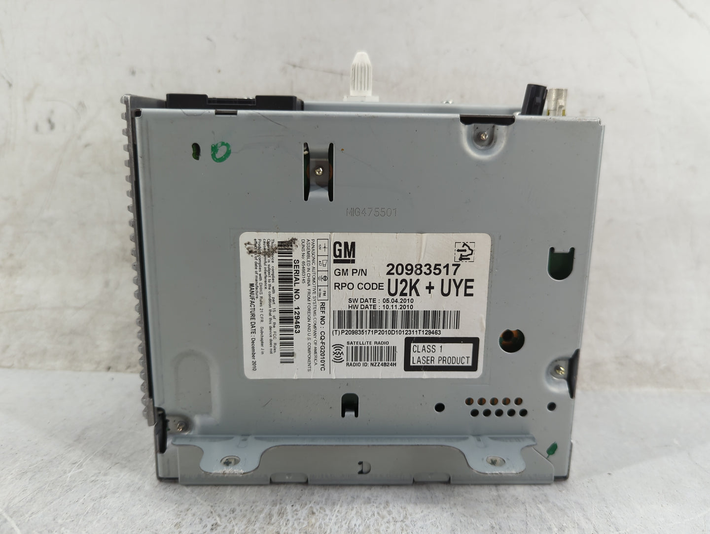 2011-2012 Buick Regal Radio AM FM Cd Player Receiver Replacement Fits Fits 2010 2011 2012 OEM Used Auto Parts - Oemusedautop