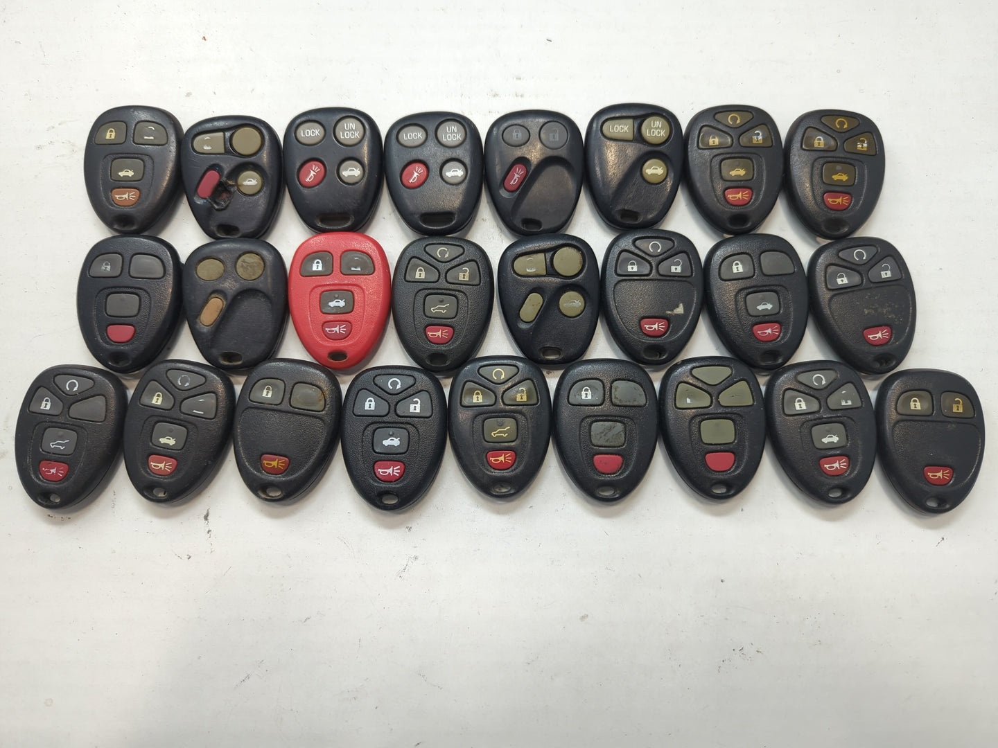 Lot of 25 Chevrolet Keyless Entry Remote Fob MIXED FCC IDS MIXED PART - Oemusedautoparts1.com