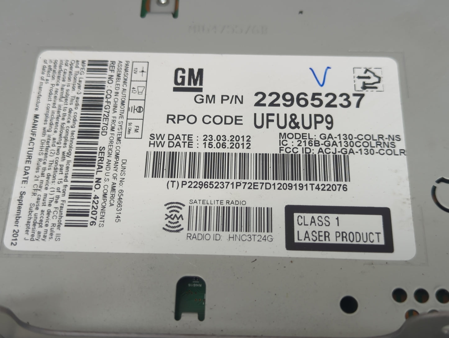 2013 Chevrolet Cruze Radio AM FM Cd Player Receiver Replacement Fits OEM Used Auto Parts - Oemusedautoparts1.com