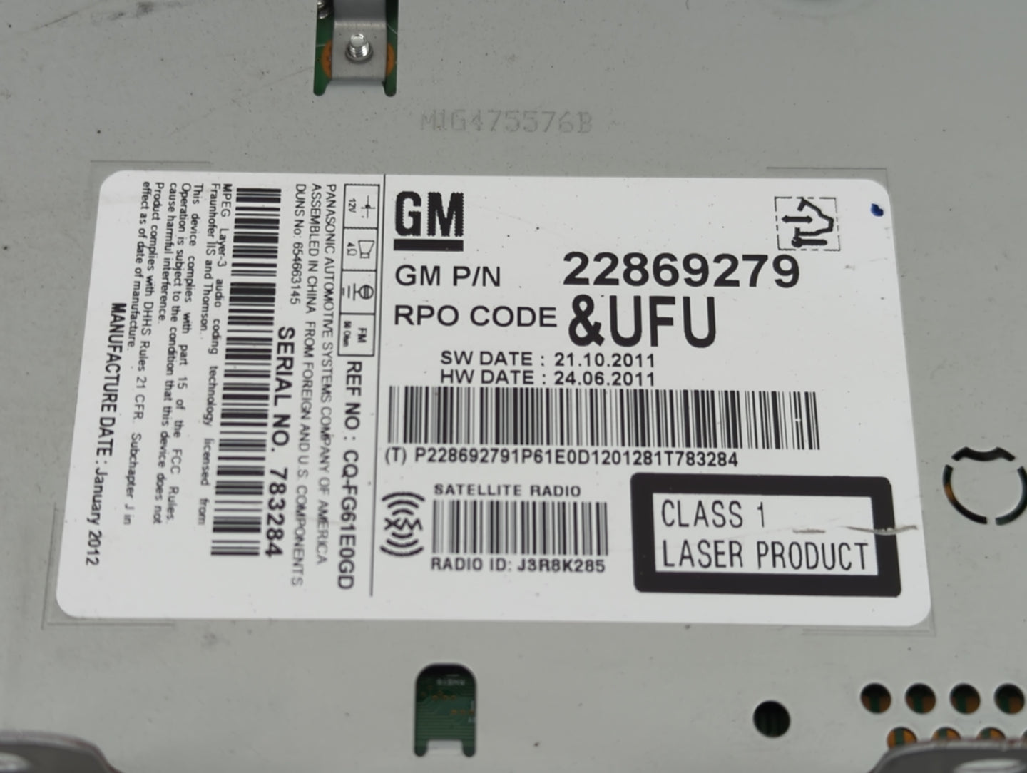 2012 Chevrolet Equinox Radio AM FM Cd Player Receiver Replacement Fits OEM Used Auto Parts - Oemusedautoparts1.com