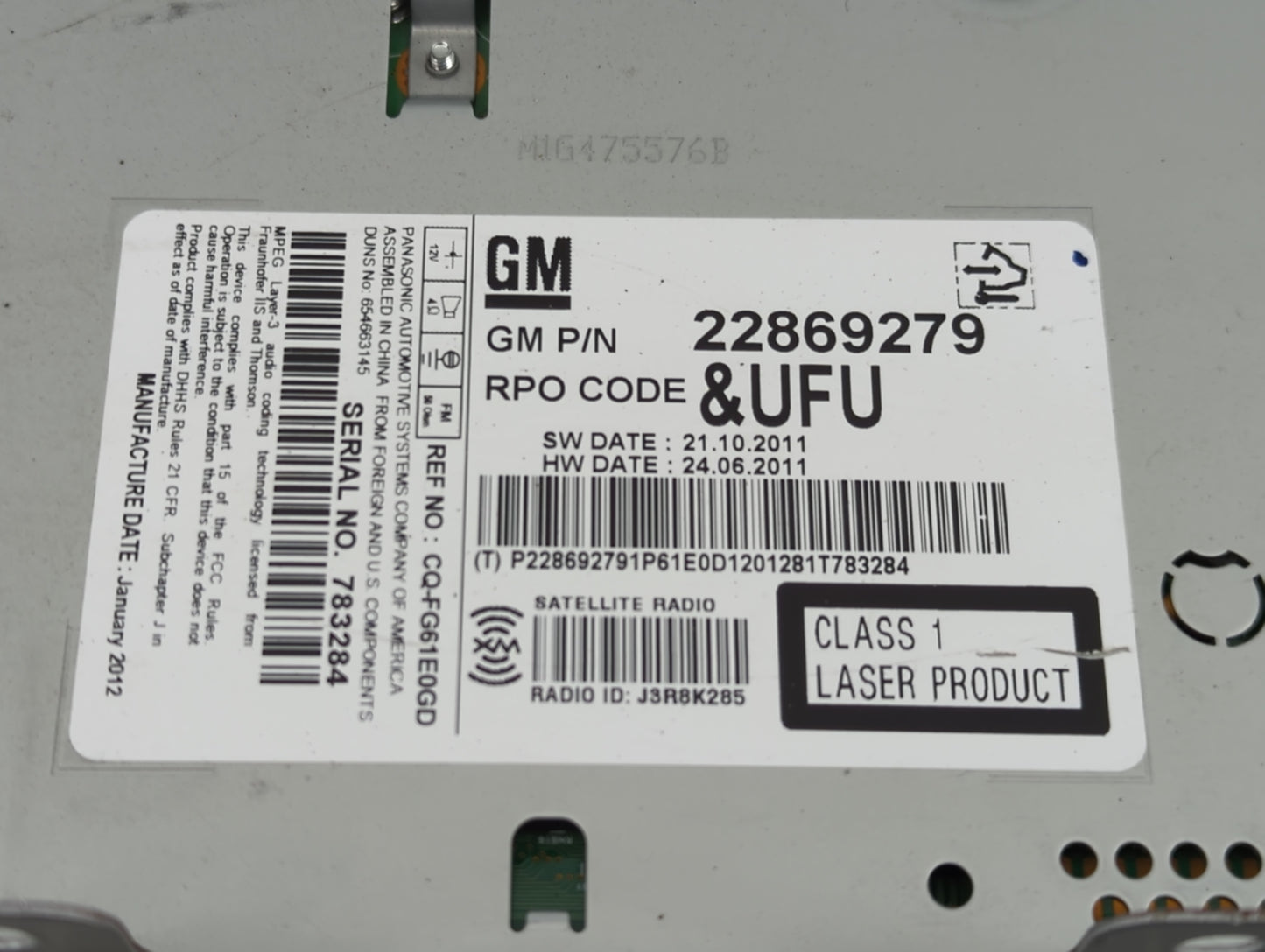 2012 Chevrolet Equinox Radio AM FM Cd Player Receiver Replacement Fits OEM Used Auto Parts - Oemusedautoparts1.com