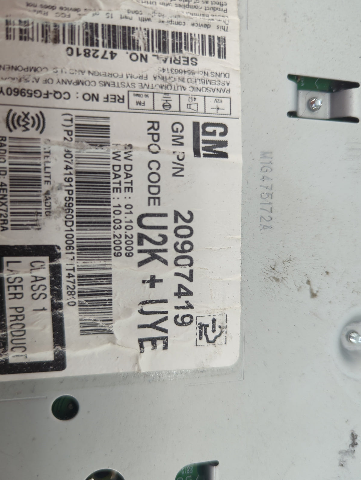 2010 Chevrolet Equinox Radio AM FM Cd Player Receiver Replacement Fits 2011 OEM Used Auto Parts - Oemusedautoparts1.com