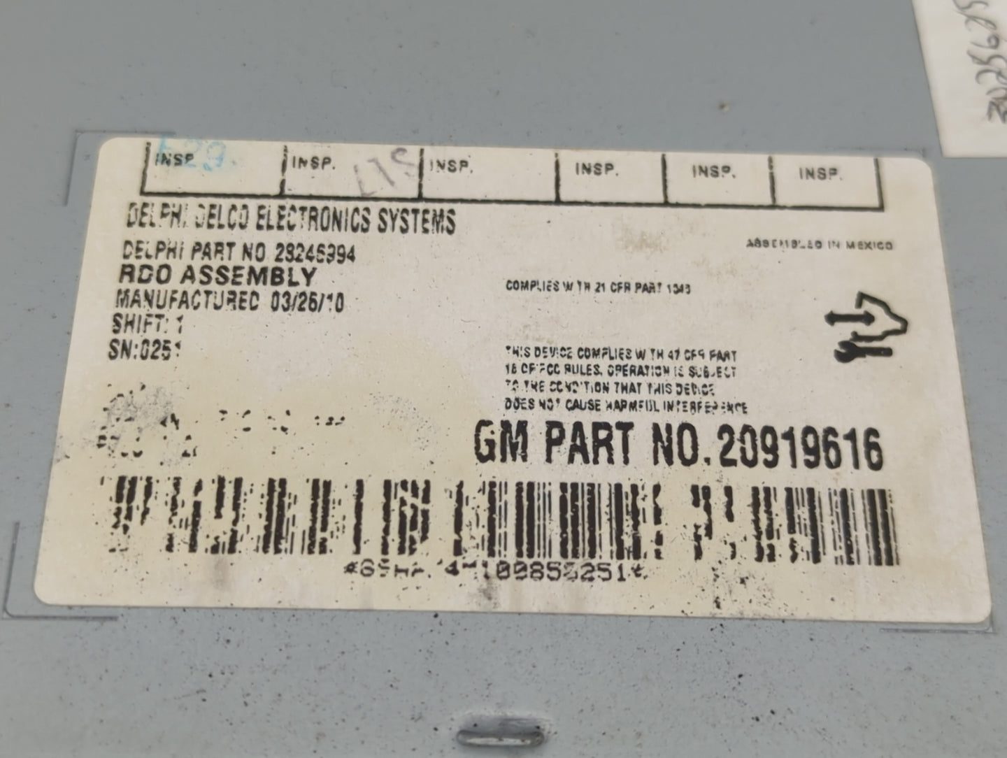 2009-2012 Chevrolet Malibu Radio AM FM Cd Player Receiver Replacement Fits Fits 2009 2010 2011 2012 OEM Used Auto Parts - Oe