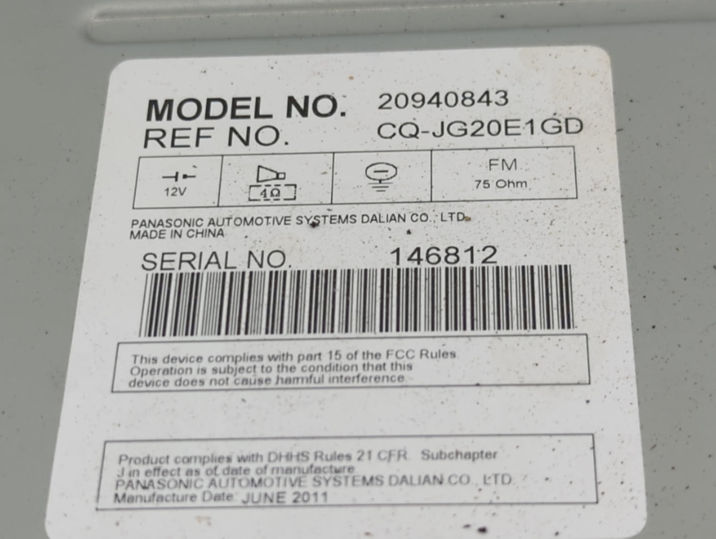 2009-2012 Chevrolet Malibu Radio AM FM Cd Player Receiver Replacement Fits Fits 2009 2010 2011 2012 OEM Used Auto Parts - Oe