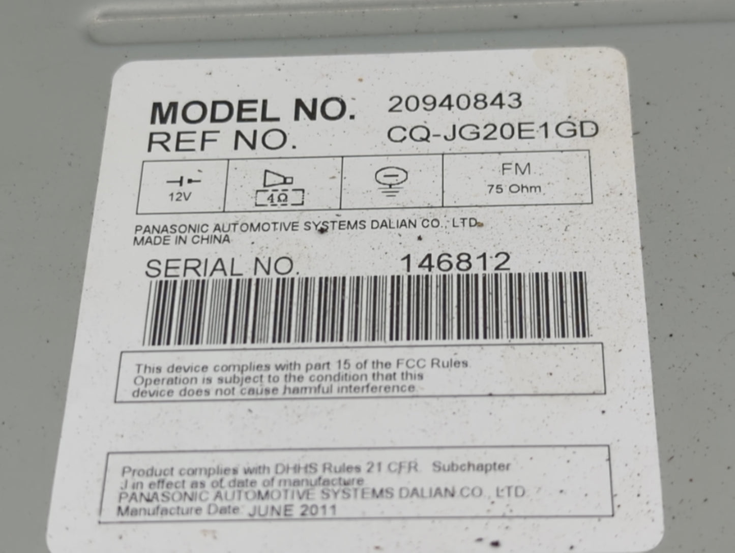 2009-2012 Chevrolet Malibu Radio AM FM Cd Player Receiver Replacement Fits Fits 2009 2010 2011 2012 OEM Used Auto Parts - Oe