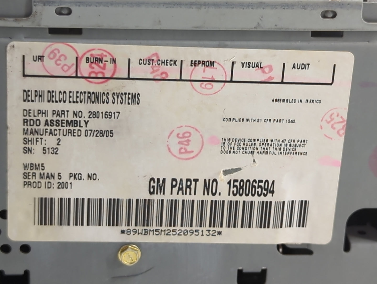 2004-2006 Chevrolet Malibu Radio AM FM Cd Player Receiver Replacement Fits Fits 2004 2005 2006 OEM Used Auto Parts - Oemused