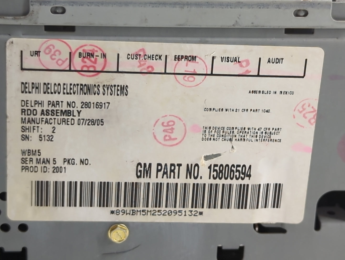 2004-2006 Chevrolet Malibu Radio AM FM Cd Player Receiver Replacement Fits Fits 2004 2005 2006 OEM Used Auto Parts - Oemused