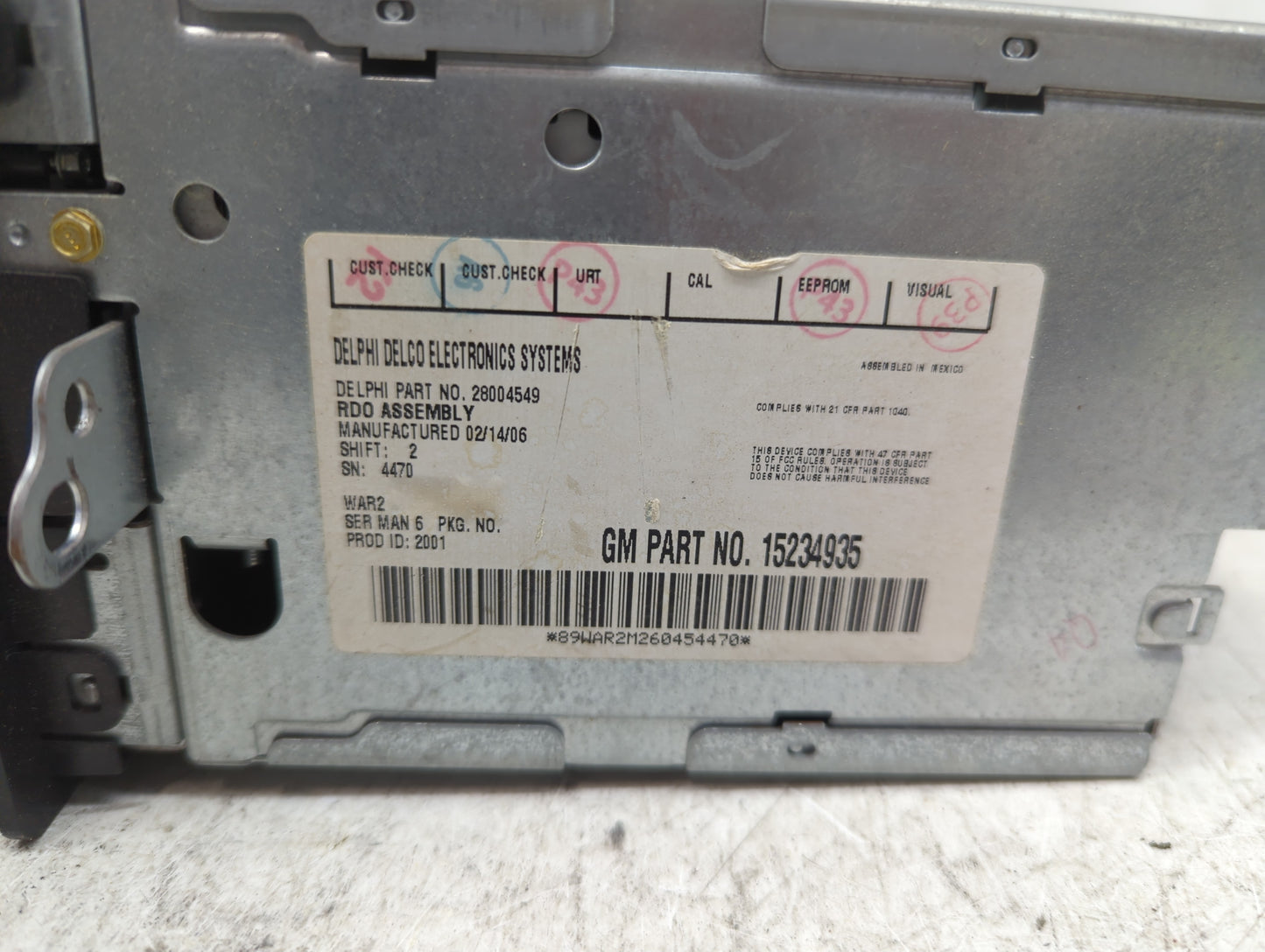 2005-2006 Chevrolet Trailblazer Radio AM FM Cd Player Receiver Replacement Fits Fits 2005 2006 2007 OEM Used Auto Parts - Oe