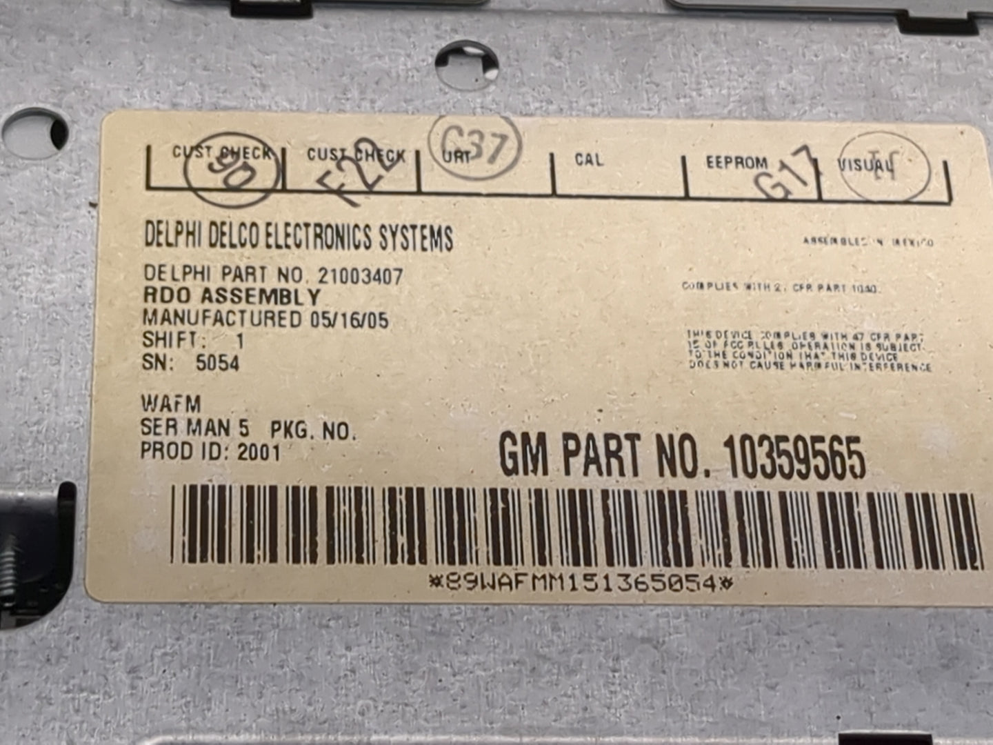 2002-2005 Chevrolet Trailblazer Ext Radio AM FM Cd Player Receiver Replacement Fits Fits 2002 2003 2004 2005 OEM Used Auto P