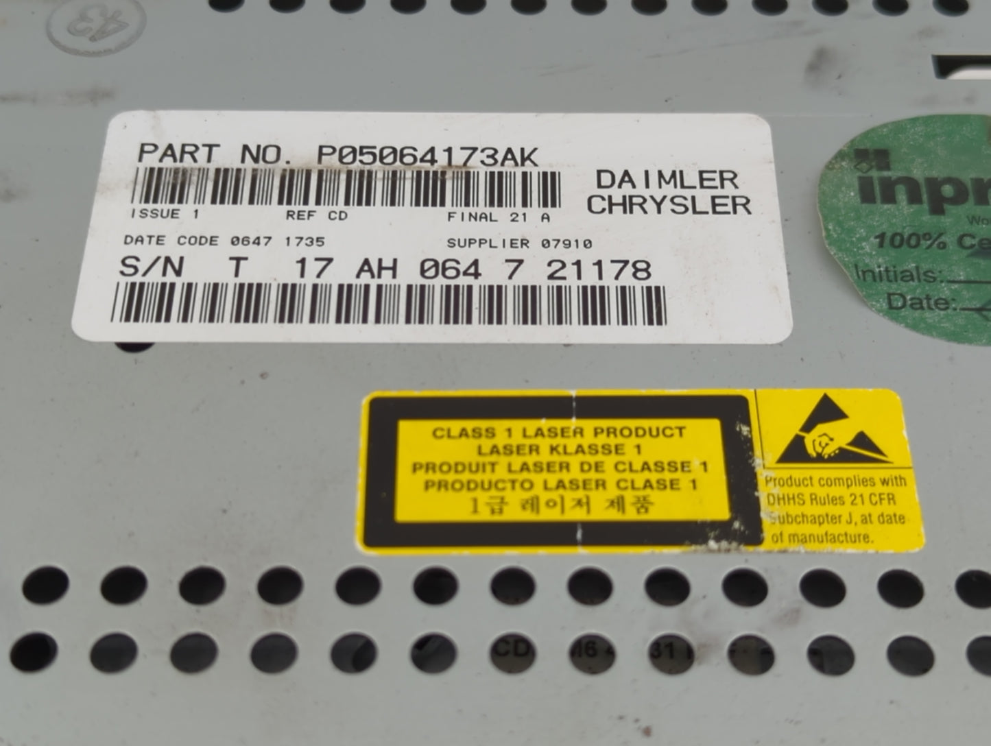 2007-2009 Dodge Caliber Radio AM FM Cd Player Receiver Replacement Fits Fits 2004 2005 2006 2007 2008 2009 2010 OEM Used Aut