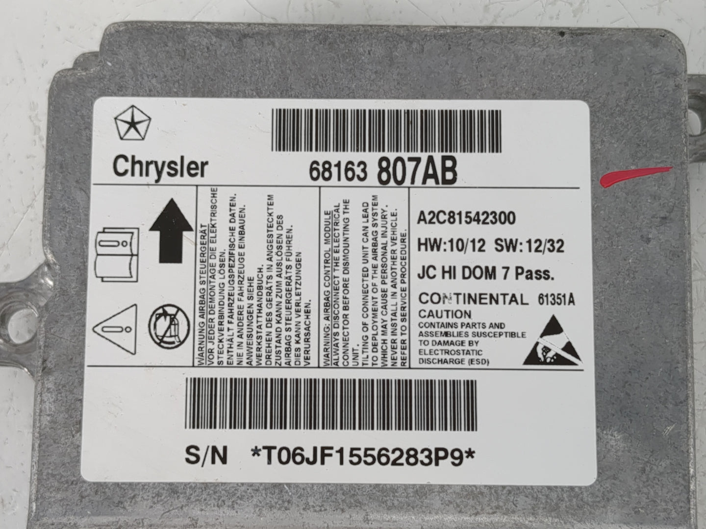 Dodge Journey Airbag Control Module 960529 - Oemusedautoparts1.com