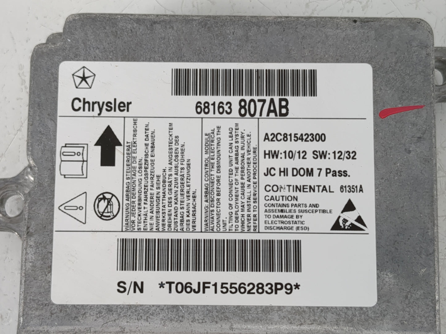 Dodge Journey Airbag Control Module 960529 - Oemusedautoparts1.com