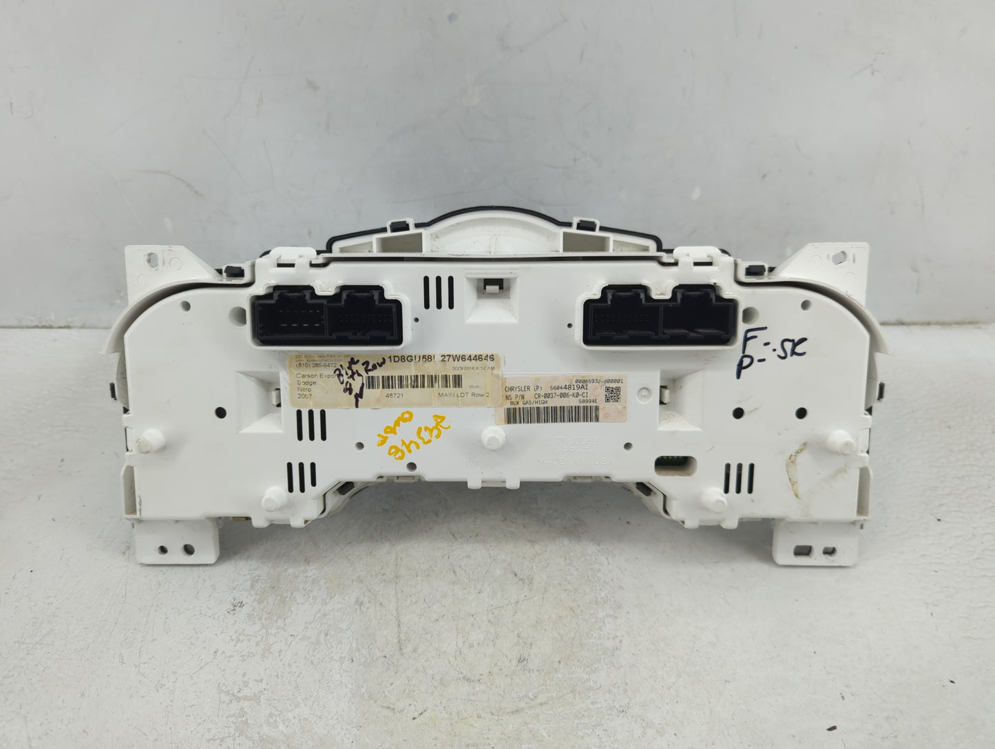 2007 Dodge Nitro Instrument Cluster Speedometer Gauges Fits OEM Used Auto Parts - Oemusedautoparts1.com