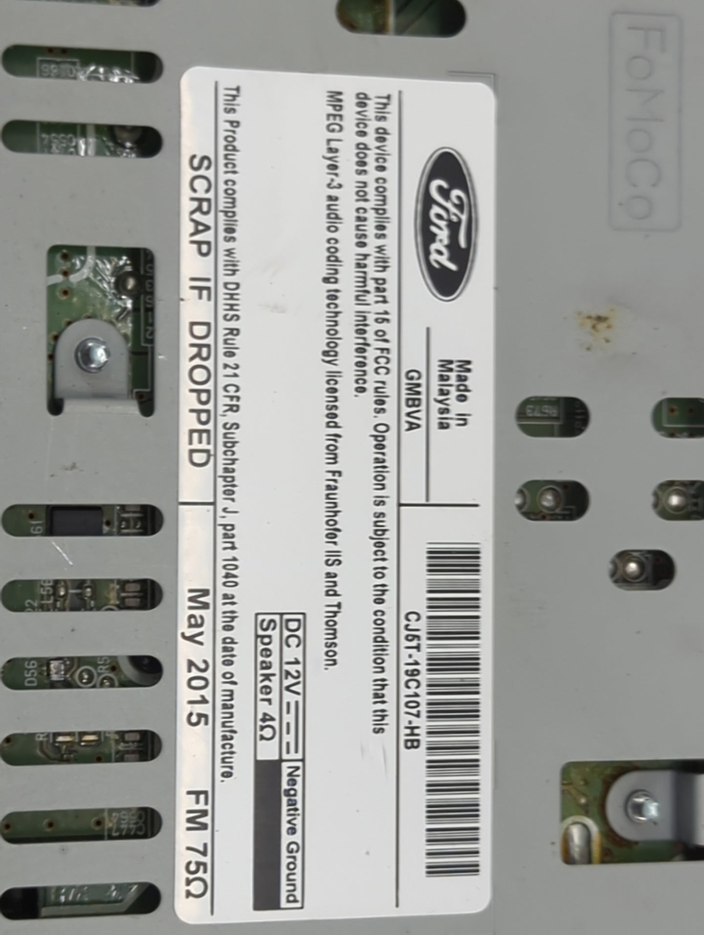 2015-2016 Ford Escape Radio AM FM Cd Player Receiver Replacement Fits Fits 2015 2016 OEM Used Auto Parts - Oemusedautoparts1